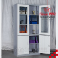 KD structure stainless steel furniture laboratory steel glass door storage cabinet for sale